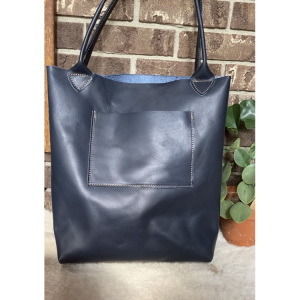 Huge Leather Tote Navy