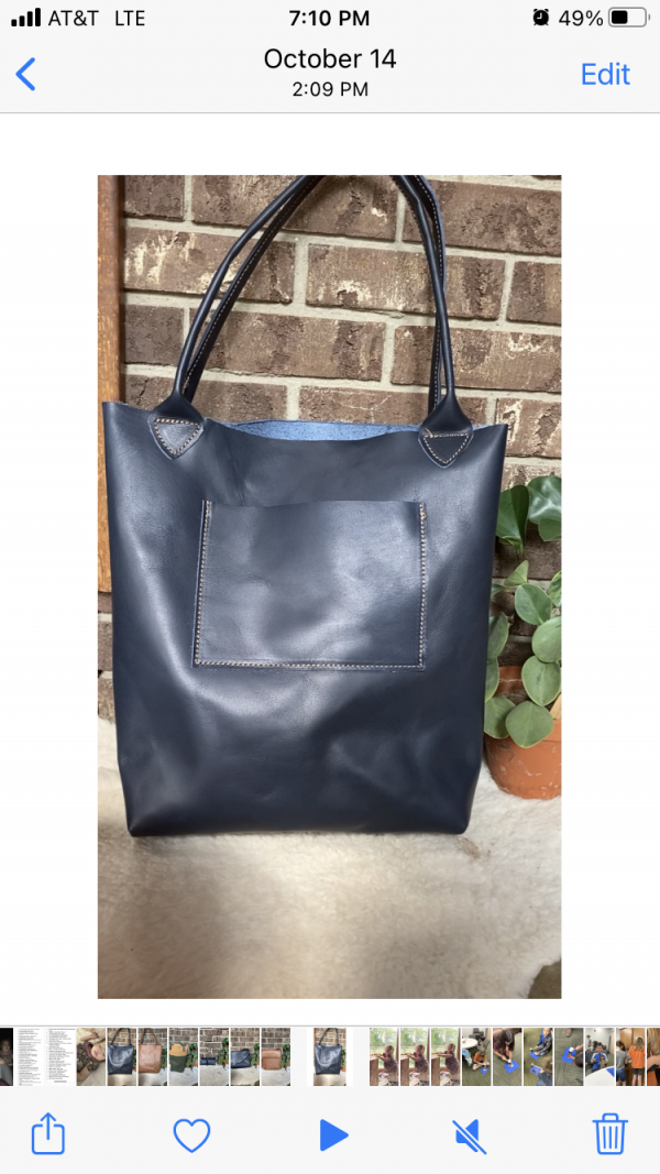 Huge Leather Tote Navy